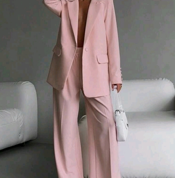 Business Suit Two-Piece Set -Elegant Single Breasted Suit Paired With Slim Pants - Picture 1 of 5